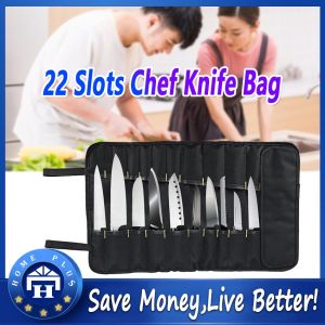 【Local delivery】 Bag for Chef Knife Roll Bag Pouch Roll Carry Case Kitchen Portable Durable Storage Organizers 22 Pockets Black Bag only!