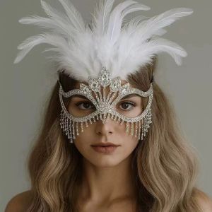 FANTAE Mysterious Style Rhinestone High-End Sparkle Decorative Masquerade Elegant Creative Half-Face Masquerade Balls