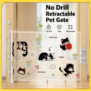 Retractable Mesh Safety Gate No Drill Pet Barrier Cat Door Fence Anti Jump Baby Stair Guard