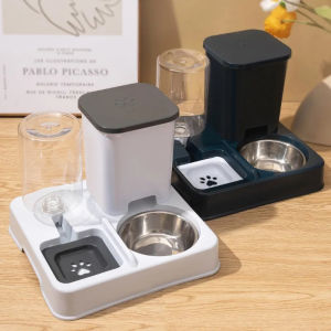 Automatic Feeder Cat Dog Food Bowl With Water FountainLarge Capacity Raised Stand Dish Bowl For Cat Drinker Accessories