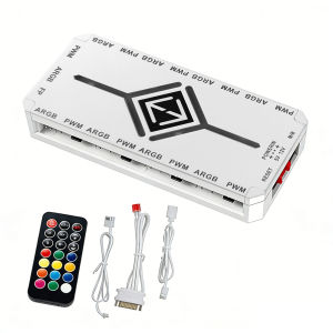 【Free Shipping】 1 To 9 3 in 1 PWM ARGB Fan Hub Splitter with Remote Control for PC Cooling System