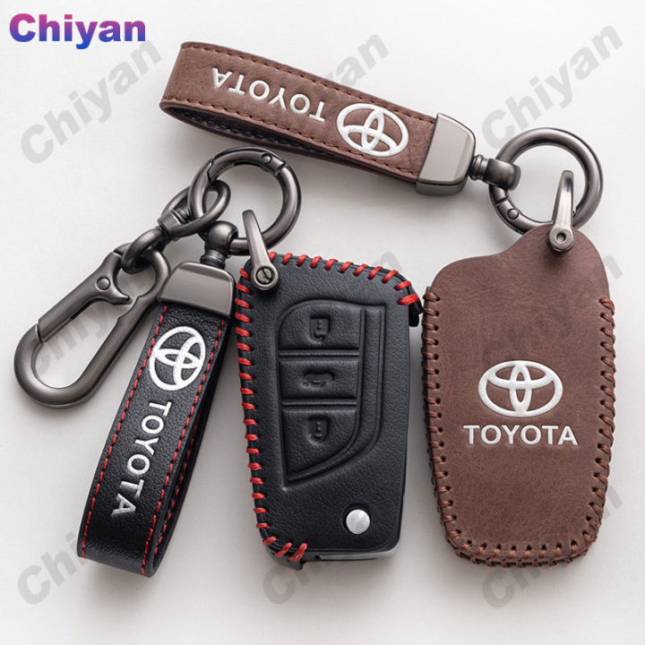Carbon Fiber Pattern Remote Key Cover W/ Keychain For Toyota Camry Corolla RAV4 - Foto 11