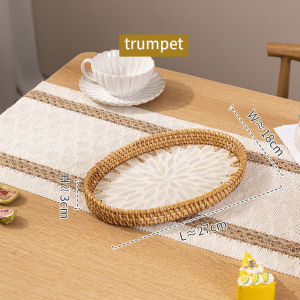 ถาดบริการหวายตกแต่ง ถาดหวายกลม ถาดสานอเนกประสงค์ ถาดผลไม้หวายธรรมชาติ ถาดผลไม้หวายรูปไข่ 3 ขนาด