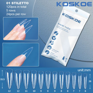 BORN PRETTY KOSKOE 120pcs Press on False Nails Coffin Semi-Frosted Full Cover UV Gel Nails Fake Tips Capsule Extension Tool