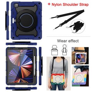 HEXDRAGON Armor Shockproof Silicone Kids Handheld Stand Hard Back Cover Case for IPad 10th Gen 10.9 Air 4/5 10.9 Air3 10.5 IPad Gen 9th 8th 7th 10.2 IPad 5th 6th 9.7 IPad Pro 9.7 10.5 12.9 Mini 6/5/4 Apple Tablet Casing