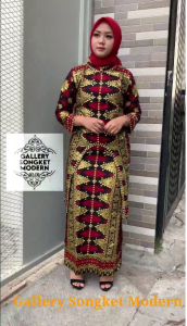 Kebaya Modern KUSUMA SET KURUNG JUPRI Setelan Atasan Tunik & Rok Span Motif Songket Palembang Printing Wanita PREMIUM (BUKAN TENUN)