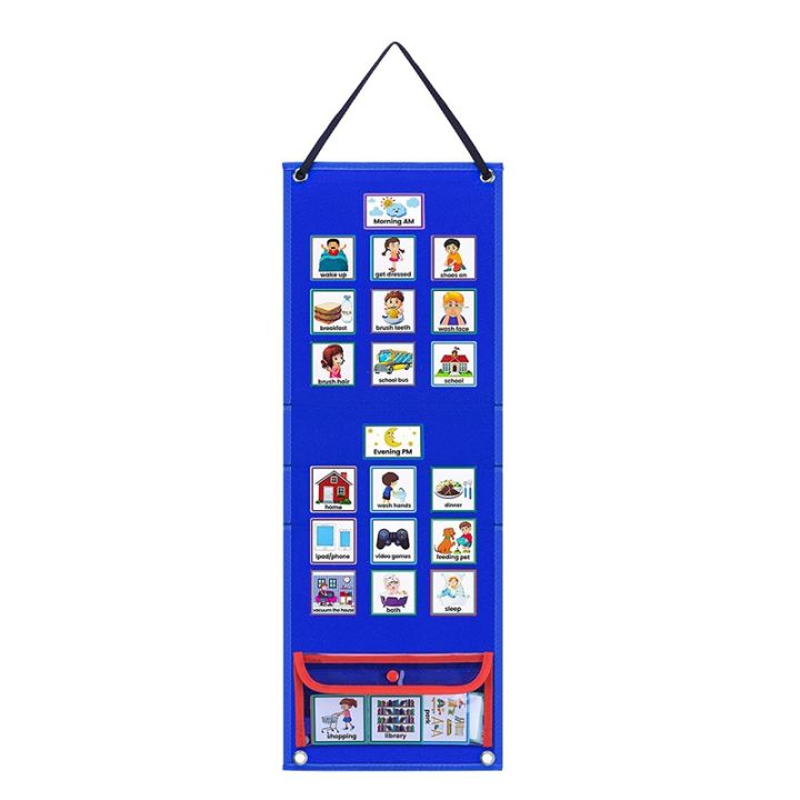 Visual Schedule for Kids Daily Routine Chart Calendar Pocket Blue Visual Schedule for Kids Daily Routine Chart Calendar Pocket Blue
