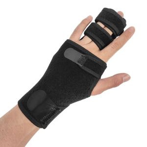 FEEZE Adjustable Double Fingers Splint Left/Right Locking Hand Support Brace Universal Straightening Stabilizer Wrap Fracture