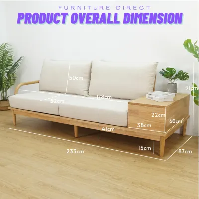 MUSE Design CELENA Solid wood JAPANDI Muji Style 3 seater sofa-Natural