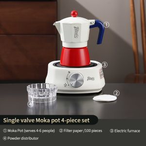 Bincoo Moka Pot Coffee Maker Single Valve Extraction Coffee Machine Grinding Machine Set for Home Use 1/3/6cup