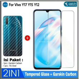 PAKET 2in 1 Tempered Glass Vivo Y100 5G Y17s Y12 Y15 Y17 Free Garskin Carbon Skin Back Protector