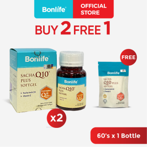 Bonlife Sacha Inchi Oil Q10 Vege Softgel Vitamin E Omega 3 6 9 Coenzyme Q10 Vitamin K1 Heart Booster Reduce 3Hs Cholesterol Blood Pressure Antioxidant Migraine