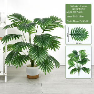 【COD/Original】Artificial Plants big size 18 leaves Artificial Palm Leaves artificial fiddle plant Monstera plant Fiddle Leaf Fig Tree Ficus Lyrata Plant For Indoor House Home Wedding Office Decoration