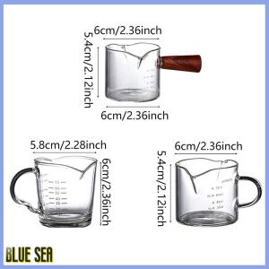 bluesea 70 75ml Espresso Double Spout Measuring Cup Heat-Resistant Handle Clear Scale Wine Milk Coffee Measure Jug