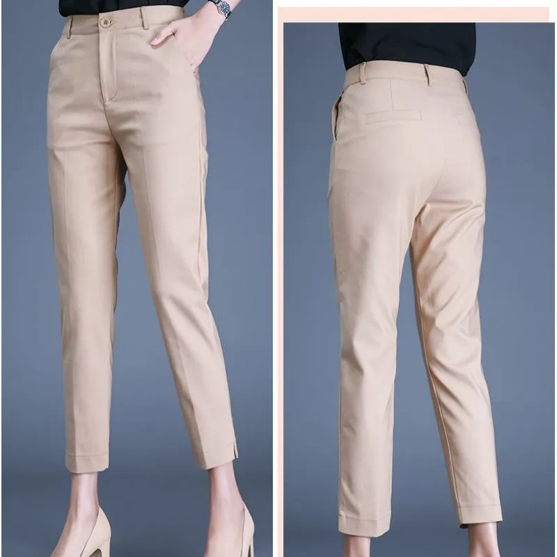 Plus Size S-4XL Long Suit Baggy Pants for Women High Waist Formal