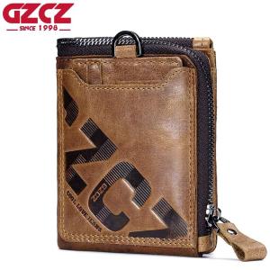 Genuine Leather Men Wallet Fashion Coin Purse Card Holder Small Bifold Portomonee Male Clutch Zipper Clamp For Money