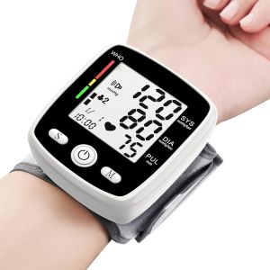 Monitor Digital Wrist BP Machine Automatic BP Cuff with 2 Users 180 Memory Voice Large LCD Display Adjustable Cuff USB Charging Carrying Case
