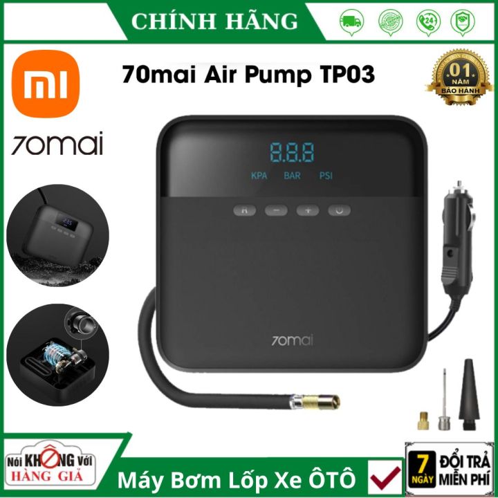Máy Bơm Lốp Ô Tô Xe Hơi Mini Xiaomi 70MAI TP03 Đa Năng Thiết Kế Nhỏ Gọn Tính Cơ Động Cao, Bơn Được Tất Cả Các Lốp Ròng Xe cực Nhanh Siêu Bền, Màn Hình Hiển Thị Kỹ Thuật Số Gúp Bạn Bơm Chính Xác Áp Suất Chuẩn