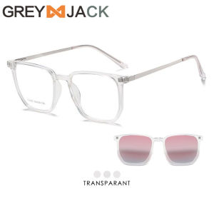 Grey Jack Kacamata Clip On Model Kotak TR+Metal Free Lens Polarized 2in1 Fashion Pria Wanita Lensa Bisa Minus 2181