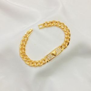 Gelang Rante Plat Permata Berlapis Emas Aksesoris Wanita GLE36