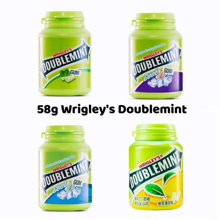 58gm Wrigley's Doublemint Chewing Gum Bottle 箭牌罐装口香糖 Peppermint/Mentrol ...