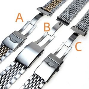 20mm 22mm High Quality Stainless Steel Solid Men Watch Strap Adjustable Watchband Beads of Rice Bracelet Accessories Wristband2026