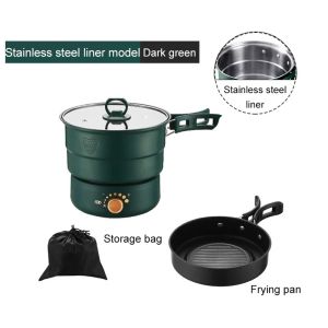110V/220V Foldable Split Rice Multicooker Portable Frying Pan Electric Stew Soup Pot Boiler Cooking Skillet Hotpot Food Steamer