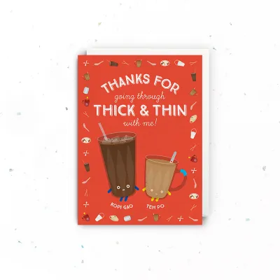 Singapore Souvenir Greeting Card – (Happy Anniversary / Love / Thank You / Thanks) Kopi Gao & Teh Po Thick Thin