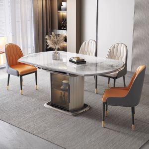 Slate retractable dining table and chair combination modern simple square and round dual-purpose household dining table small apartment solid wood folding dining table