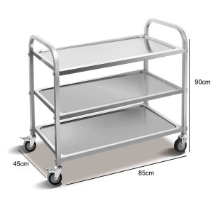 JD JINDIN Serving Cart Stainless Steel Three Layers Move Serving Cart Beverage Service Truck Kitchen Shelving Restaurant Trolley