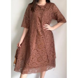 Ken-166B Dress pesta Kondangan Premium A Line dress full brokat