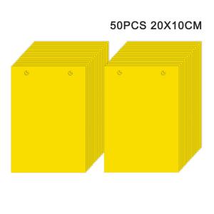 จัดส่งในพื้นที่ 🚚 50 แผ่น สีเหลือง แผ่นกาวดักแมลงขนาด กระดานดักแมลง ที่ดักแมลง 20x10 ซม. กาวเหนียว 2 ด้าน สำหรับดักแมลงวันทอง แมลงศัตรูพืช​ต่างๆ ThaiJOY