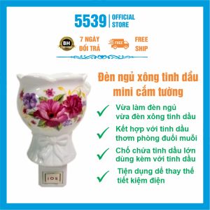 Đèn ngủ xông tinh dầu bằng điện cắm tường đèn xông tinh dầu gốm sứ cao cấp 2 chức năng vừa đèn ngủ vừa đèn xông tinh dầu- 5539 Store