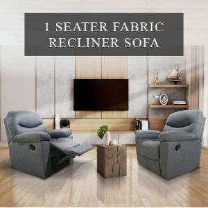 FREE SHIPPING *READY STOCK & READY TO SHIP* RAX Recliner Lazio | Rosetta | Adjustable Back Rest Fabric Recliner Sofa | Wider & Thicker / Manual Recliner in Normal Fabric / Plush Seat