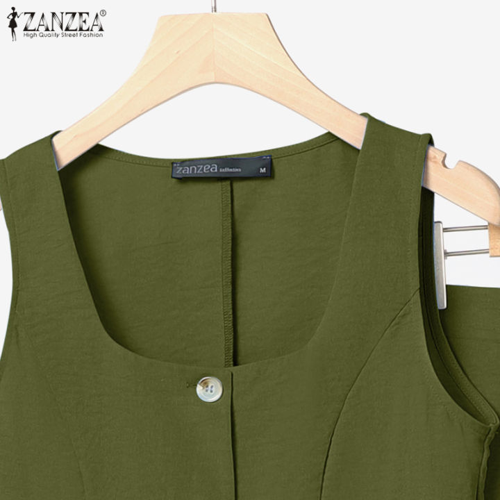 ZANZEA%20Women%20Fashion%20Square%20Neck%20Sleeveless%20Button%20Up%20Vests%20Straight%20Long%20Pants%20Plain%20Office%20Two-piece%20Outfits%20#0825%20-%20Image%207