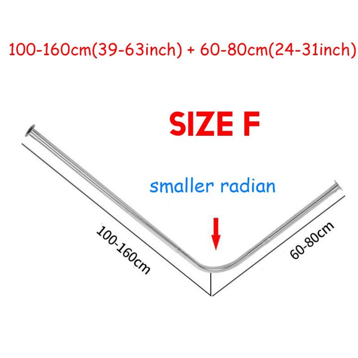 Extendable Corner Shower Curtain Rod Pole Black Stainless Steel Rail Rod Bar Bath Door Hardware