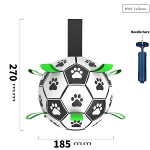 Dog Toy Durable Interactive Pet Football with Grab Tabs Dog Outdoor Training Soccer Bite Chew Balls(Include inflator)