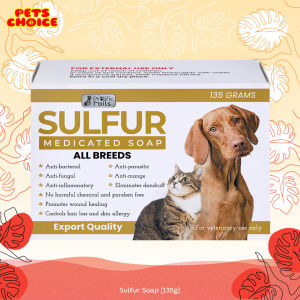 PETSCHOICE - Anti-dandruff itch fungal and anti bacterial Prolific Tails Sulfur Medicated Soap 135g for Cats & Dogs