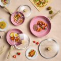 Innerwell Pink Non Stick Frying Pan Set (6PCS) With lid NonStick Coating Fry Pan Suitable All Stove. 