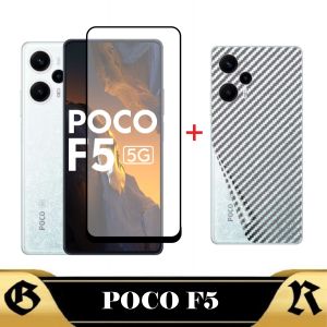 Promo Paket 2in1 Garskin Carbon POCO F5  5G 2022 Bonus Tempered Glass Layar