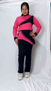 Setelan Olahraga Muslim Zumba Aerobik Bahan TC Paragon Spandex Katun