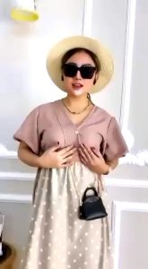 O Shakilla Premium Karen Dress Polka Tali Samping Kanan Kiri Ld 110 Daster Busui