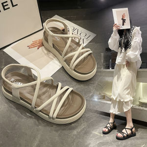 [Free Shipping] WomenS Thick-Soled Sandals Thin-Strap Beach Sandals 2025 New Summer Fashion Comfortable And Breathable With Elastic Back Straps
