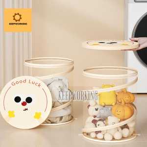 KW  Foldable Laundry Basket Space-Saving Toy Storage Basket Round Laundry Basket Kids Laundry