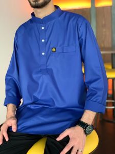 KURTA LELAKI BERKOLAR LENGAN PANJANG COTTON / Baju Kurta Dewasa / Baju Raya / Baju Melayu / POCKET