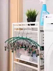 SET RAK BAJU ANTI-KARAT (6 Rak & 10 Klip) - Keluli Tahan Karat Kuat Menampung  Pelbagai Warna