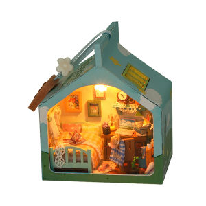 Mini Cake Milk Box Cabin Dollhouse Casa Miniature with Furniture Kit DIY Assemble Building Doll Houses Toys for Children Gift