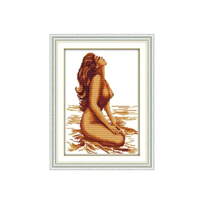 【Clearance】 woman art pattern series cross stitch DMC needle thread cloth set DIY cross stitch full kit 11CT 14CT printed and unprinted cross stitch cloth handicraft wall decoration