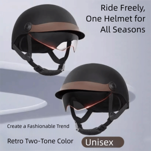 BESTOUR Sunscreen Electric Bicycle Helmet Ultra Light Breathable Cycling Helmet Vintage Fall Prevention Motorcycle Half Helmet Riding