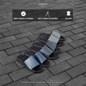 Dép quai ngang nam LEMANS da bò 03 màu - LS03.2 đế cao su có mùi thơm Bảo hành 06 tháng